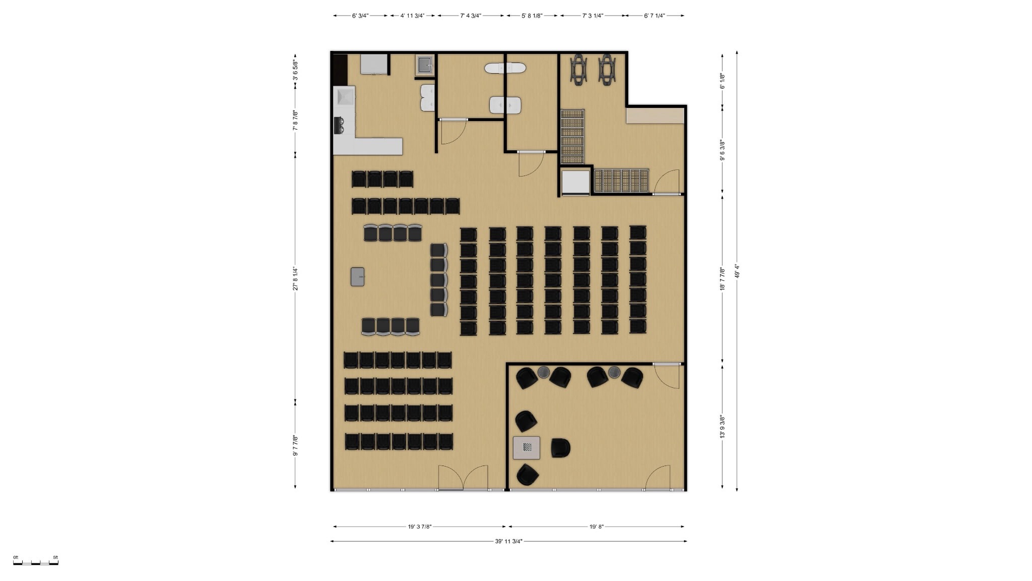Dimensioned floor plan of Layout Concept 1
