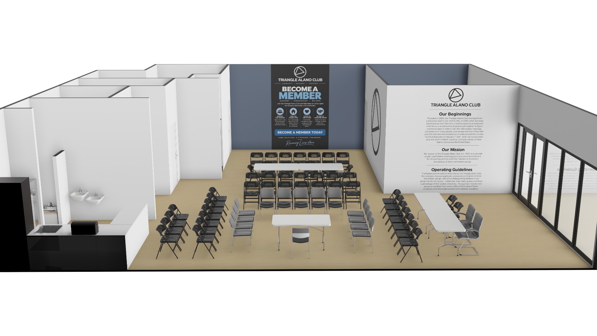 Interior rendering of Layout Concept 2 meeting room